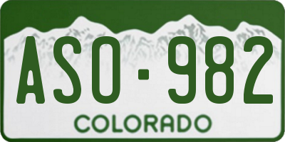 CO license plate ASO982