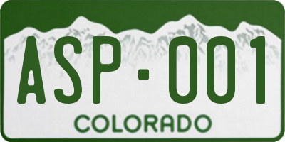 CO license plate ASP001
