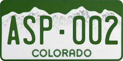 CO license plate ASP002