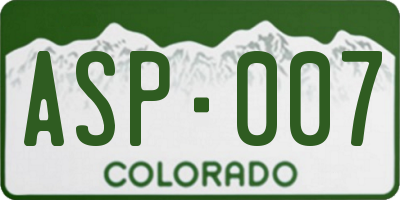 CO license plate ASP007