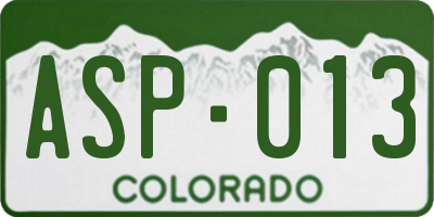 CO license plate ASP013
