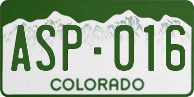 CO license plate ASP016