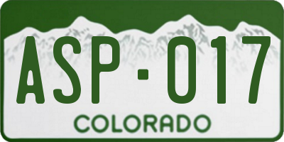 CO license plate ASP017