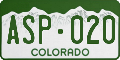 CO license plate ASP020