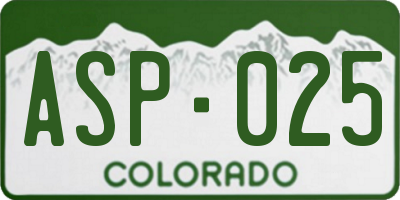 CO license plate ASP025