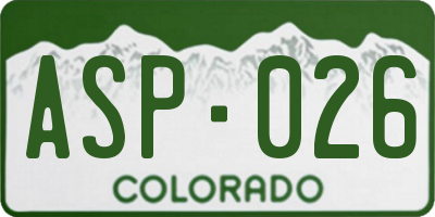 CO license plate ASP026