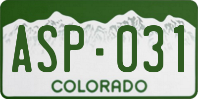 CO license plate ASP031