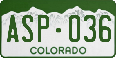 CO license plate ASP036