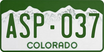 CO license plate ASP037