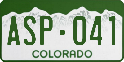 CO license plate ASP041