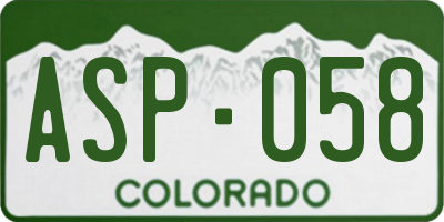 CO license plate ASP058