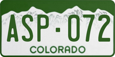 CO license plate ASP072