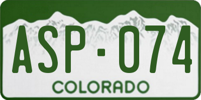 CO license plate ASP074