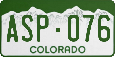 CO license plate ASP076