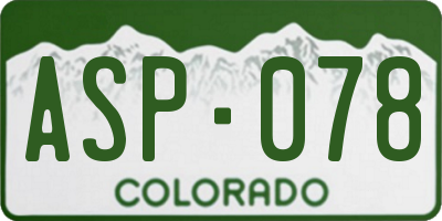 CO license plate ASP078