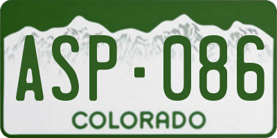 CO license plate ASP086