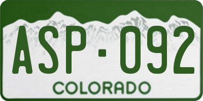 CO license plate ASP092