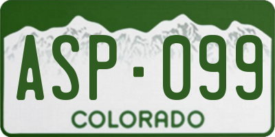 CO license plate ASP099