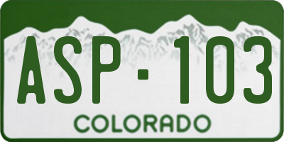 CO license plate ASP103