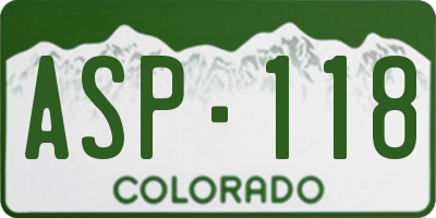 CO license plate ASP118