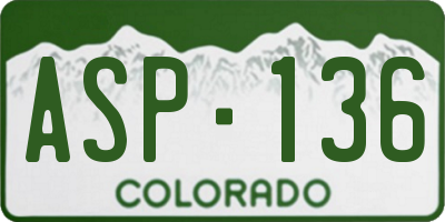 CO license plate ASP136