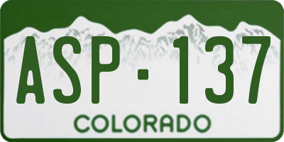CO license plate ASP137
