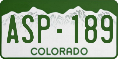 CO license plate ASP189