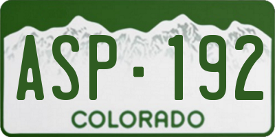 CO license plate ASP192