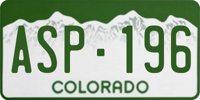 CO license plate ASP196