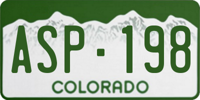 CO license plate ASP198
