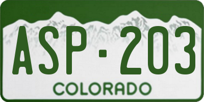 CO license plate ASP203