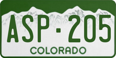 CO license plate ASP205