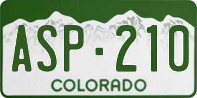 CO license plate ASP210