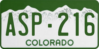 CO license plate ASP216