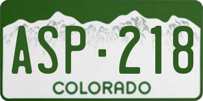 CO license plate ASP218