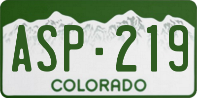 CO license plate ASP219