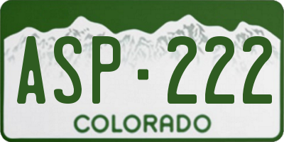 CO license plate ASP222