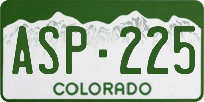 CO license plate ASP225