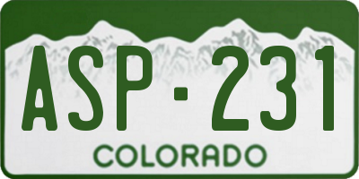 CO license plate ASP231
