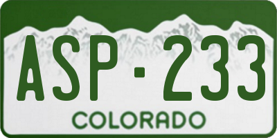 CO license plate ASP233