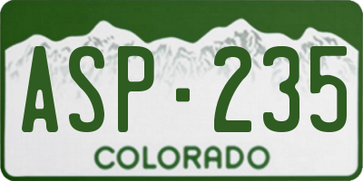 CO license plate ASP235