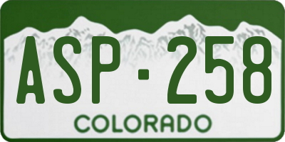 CO license plate ASP258