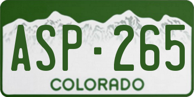 CO license plate ASP265