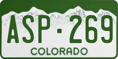 CO license plate ASP269
