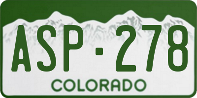 CO license plate ASP278