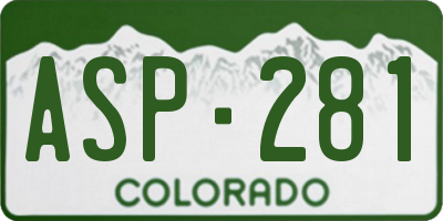 CO license plate ASP281