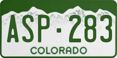 CO license plate ASP283