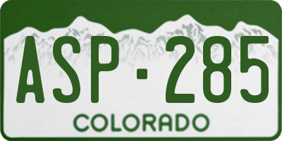 CO license plate ASP285