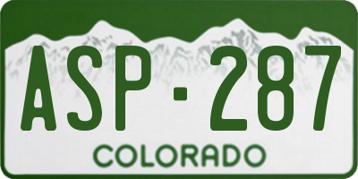 CO license plate ASP287