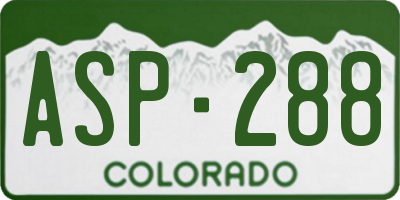 CO license plate ASP288